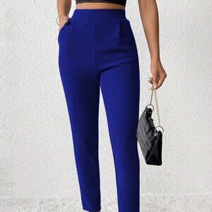 SHEIN Vibrant Royal Blue Tapered Women Pants